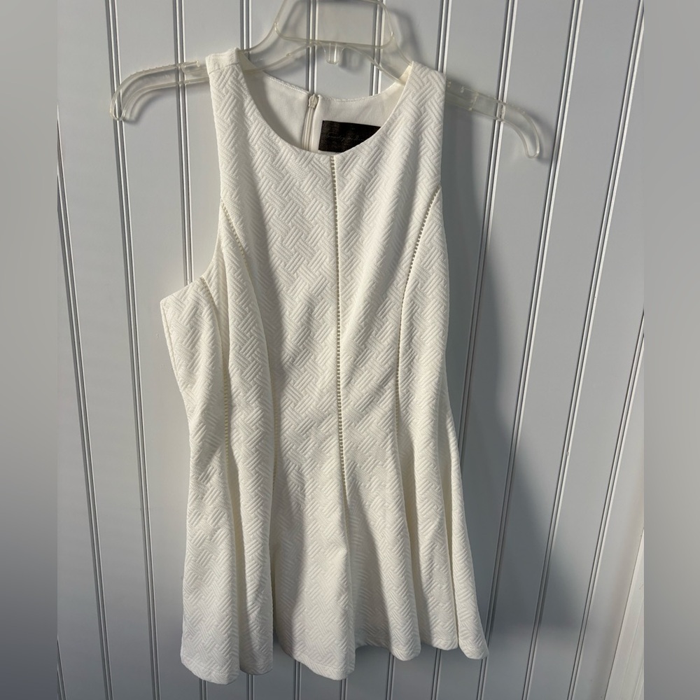 Sunday in Brooklyn - Textured White Sleeveless Fit-and-Flare Dress with liner